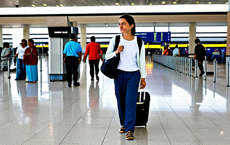 **

"A traveler in an airport in Caracas, Venezuela, fully clothed, wearing modest travel attire (comfortable pants, t-shirt, light jacket), pulling a suitcase, safe for work, appropriate content, perfect anatomy, natural proportions, family-friendly, professional photography, brightly lit airport terminal in the background, showing a modern airport scene with people waiting."

**